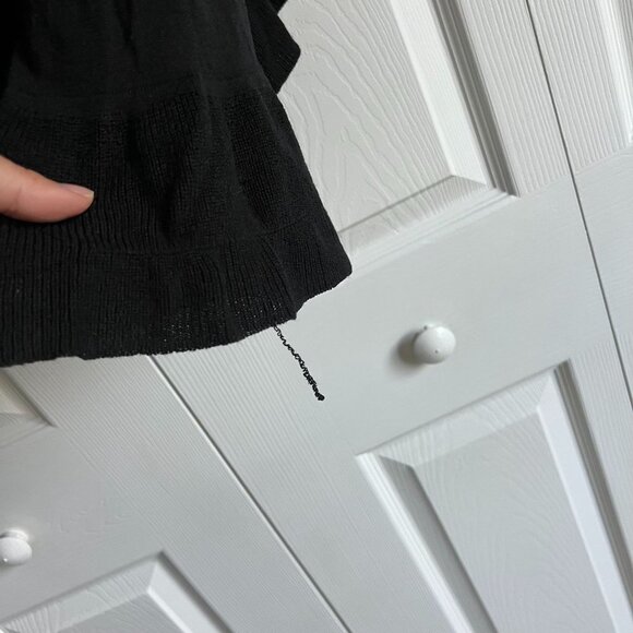 Joie Iona Black Wool Silk Blend Knit Ruffle Hem Sweater Women's Size Large L - Picture 6 of 10